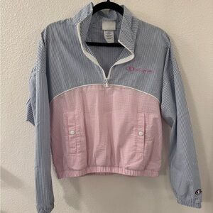 Champion windbreaker. Size small. Pink and blue. Textured. Never worn